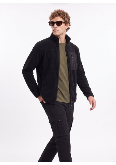 Jeep Siyah Erkek Dik Relaxed Düz Polar Sweatshırt J4wm-swt4444
