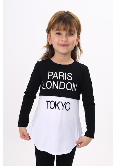 Toontoy Kids Toontoy Kız Çocuk Paris London Baskılı T-shirt Siyah