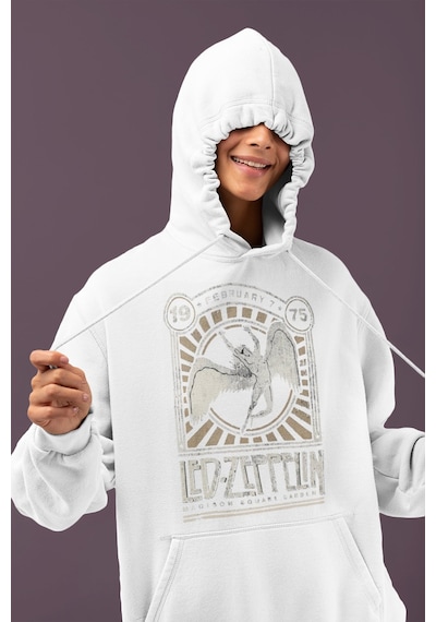 Sevbano Tasarım Led Zeppelin Baskılı Unisex Oversize Rock Metal Müzik Gru beyaz