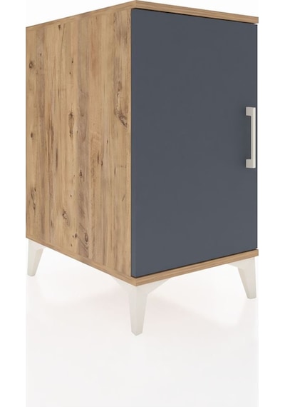 Kronos Komodin 2 Raflı Tek Kapaklı 44x59x80 Çam-antrasit Atlas Çam