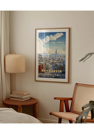 Çerçevesiz Poster Reykjavik Kış Güzelliği