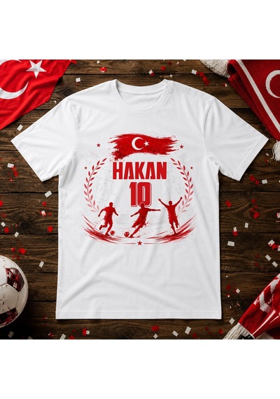 Bk Gift Kişiye Özel Türkiye Taraftar Temalı 2026 Dünya Kupası Tasarımlı Tişört-6, Tek Yürek Milli Takım Ruhu Beyaz