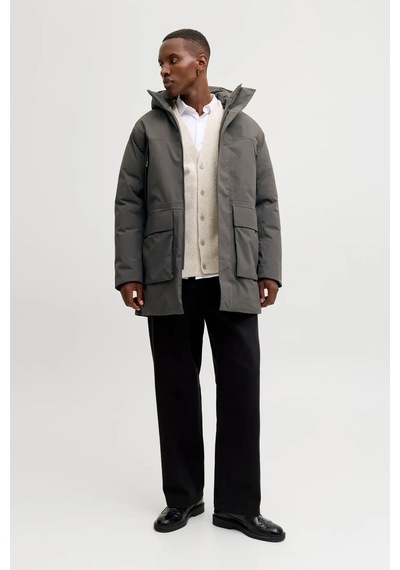 Jack & Jones Erkek Jprccmoon Su Geçirmez Kapüşonlu Kaban 12280904 Füme Füme