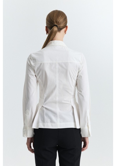 Antioch Peplum Poplin Gömlek Ekru