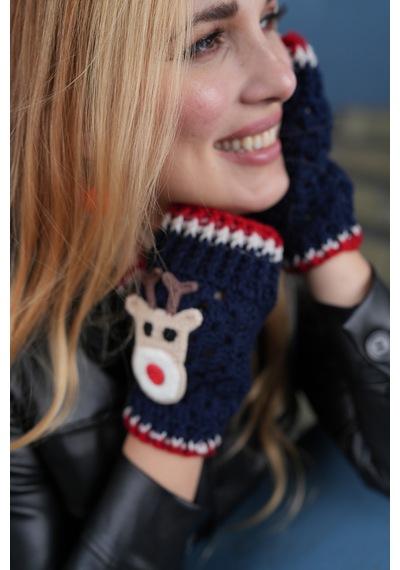 Dark Blue Deer Tasarım Eldiven Çok Renkli