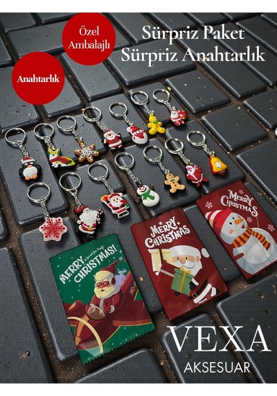 Yılbaşı Özel Sürpriz Paket Anahtarlık Özel Ambalajlı Sürpriz Hediyelik Anahtarlık Noel Temalı