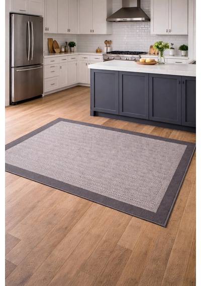 Mess Modern Dekoratif Yumuşak Dokulu Sisal Halı 3939 Antrasit Siyah Çok Renkli