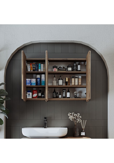 Banyo Dolabı Kulpsuz 3 Kapaklı Mdf 90 Cm Aynalı Banyo Dolabı Atl Atlantik Çam Banyo Dolabı Kulpsuz 3 Kapaklı Mdf 90 Cm Aynalı Banyo Dolabı Atl Atlantik Çam