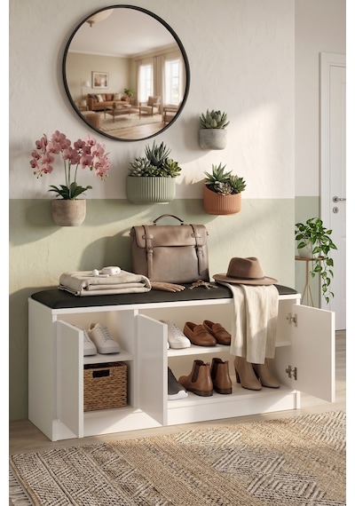 Yurudesign More Puflu Ayakkabılık 3 Kapaklı Dolap 90Cm Beyaz Mr2- Beyaz
