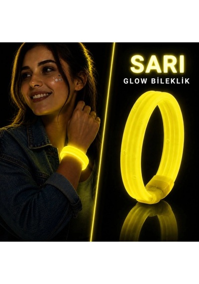 Sarı Kalın Glow Bileklik Kırılarak Yanan Parti Ve Festival Bilekliği 5324