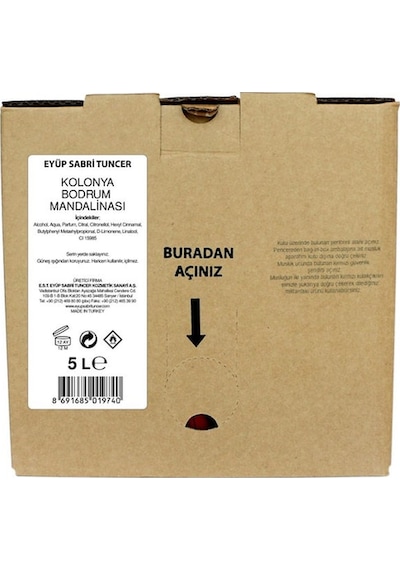 Eyüp Sabri Tuncer 68 Derece Bodrum Mandalinası Kolonyası Bag in Box 5 L