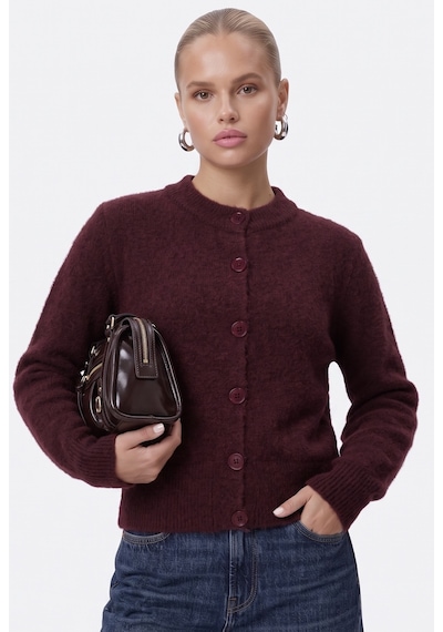 Ritnice Kadın Warm Soft Dokulu Basic Bordo Triko Hırka