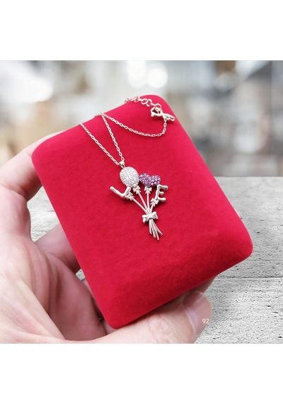 Modahilye 925 Ayar Gümüş Love Tasarım Rose Gold Renk Kolye Rose Gold