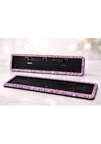 Diamond Leopar Serisi Pembe Mor Taşlı Plakalık 2li Seri