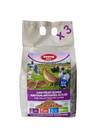 Bonny Nice Organik Kümes Hayvanları Kafes Altlığı 1.8KG 3 L x 3