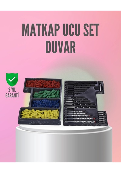 Kapsamlı Matkap Ucu Seti Organizer Kutulu Ahşap Metal Beton Delme Çok Renkli