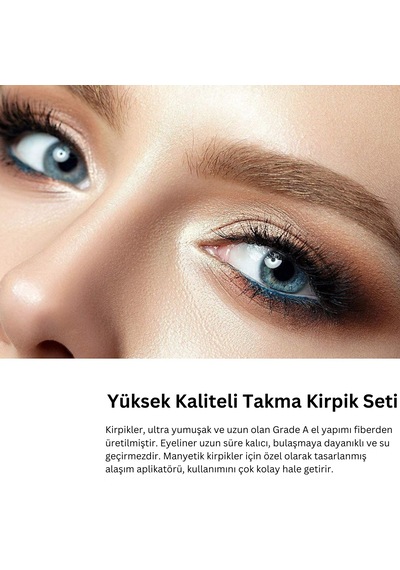 Reazeal Manyetik Kirpikler Ve Manyetik Eyeliner Seti, Doğal Takma