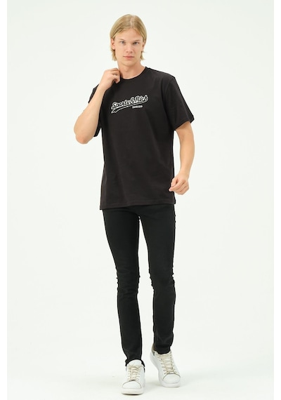 Rich Erkek Nakış Baskılı Spor Oversize Tişört Tshirt. SIYAH
