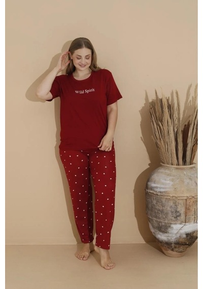 Boyraz Kadın Milan Büyük Beden Bisiklet Yaka Kısa Kol İnce Pijama Takımı 11053 - 1 Adet 001