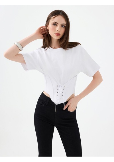 LOFT Slim Fit Kadın Tshirt K.kol Lf2039358 Q1.v1 Beyaz