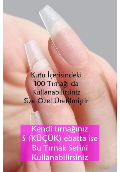 100 Adet Small Küt Orta Uzunlukta Jel Protez Tırnak Tips Small