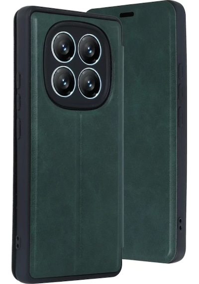 Newface Xiaomi Redmi Note 14 Pro 5g Kılıf Flip Cover - Koyu Yeşil Resimdeki