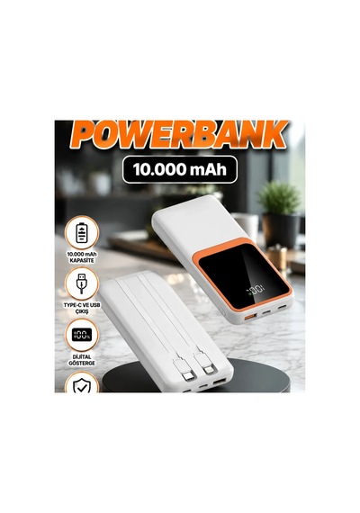 10000 Mah Powerbank Dijital Göstergeli Type-c Ve Usb Çıkışlı Renkli