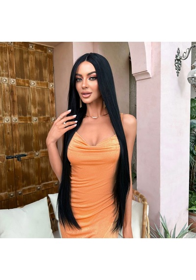 Siyah Ekstra Uzun Boy Tül Peruk - Rxlu-463065 Renkli