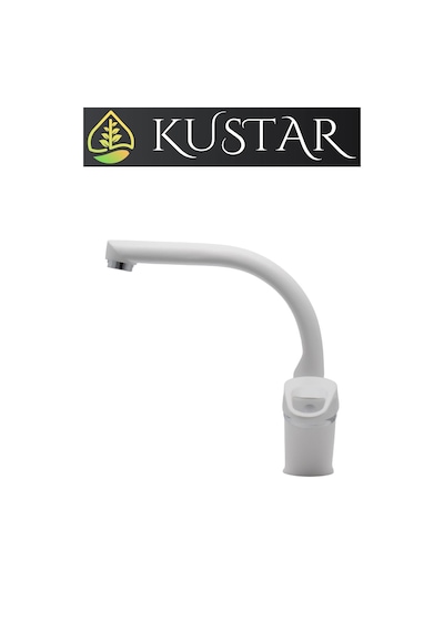Kustar Tyal Kısa Mix Aç Kapa Banyo Lavabo Bataryası Beyaz