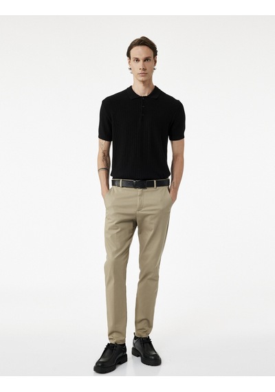 Koton Regular Fit Kısa Kollu Pamuklu Dokulu Düğmeli Polo Yaka Triko Tişört Siyah 7wam70044ht