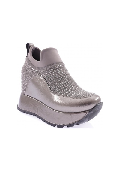 Dgn 927-23y Kadin Mega Kalin Taban Silver Taşli Sneakers Ayakkabi 927-1581-R1385 Platin