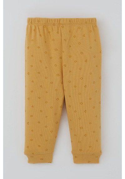 Breeze Erkek Bebek Pijama Takımı Mini Üçgenler Desenli Önden Çıtçıtlı 4 Ay-1 Yaş, Hardal Sarı