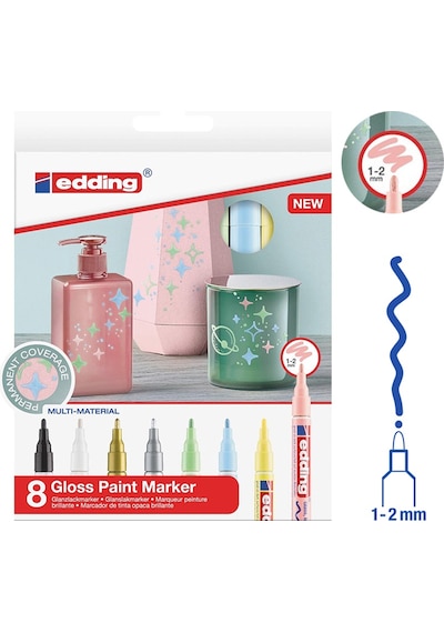 Edding 751 Gloss Paint Marker Ana Renkler 1-2 Mm 8Li Set