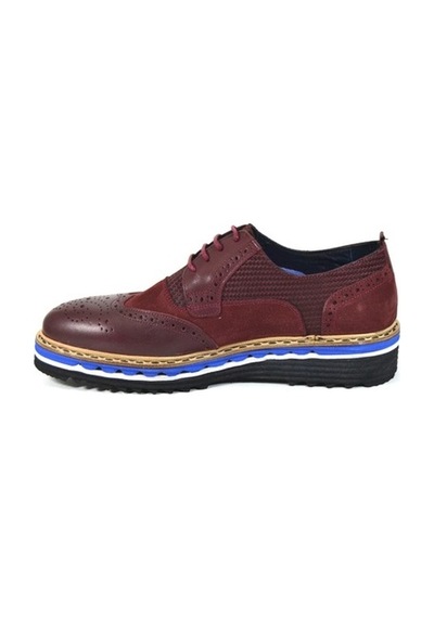 Komcero 2636 Bordo Deri Yüksek Taban Casual Erkek Ayakkabı-Bordo