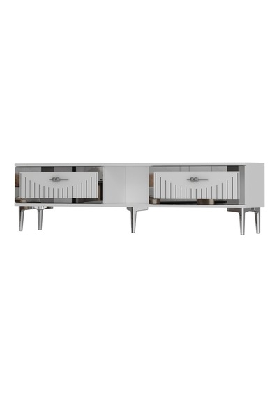 Tsa1503bs - Tunatv150 Tv Stand, Tv Sehpası Beyaz-sılver 150cm Beyaz-sılver