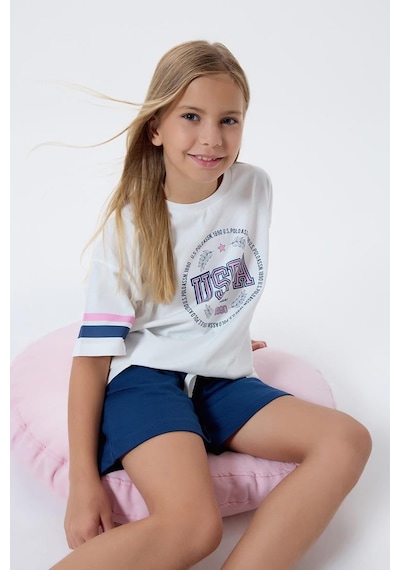 U.S. Polo Assn. Kız Çocuk 2 Li Şort T-şhirt Takım Beyaz-2328 Beyaz