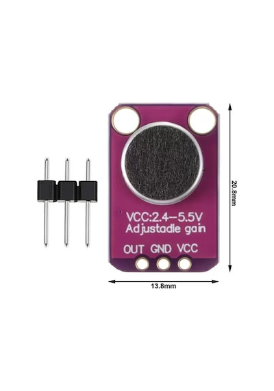 Max4466 Amplikatörlü Analog Elektet Mikrofon Sensör Ayarlanabilir Kazanç Kontrol Ses Algılayıcı