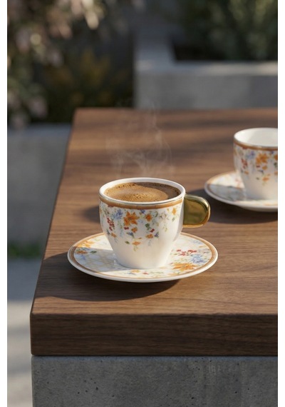 Harlow 6 Kişilik Porselen Kahve Fincanı Takımı - 90 Ml Renkli