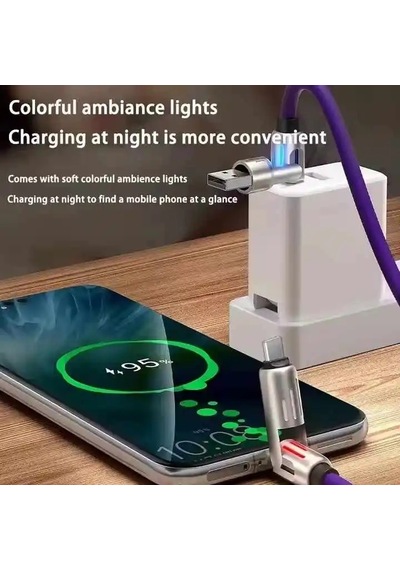 4 İn 1 240w A Kadar Şarj Destekli Şarj Kablosu Usb-c Lightning Usb Çok Çıkışlı Işıklı Hızlı Şarj Data Kablosu