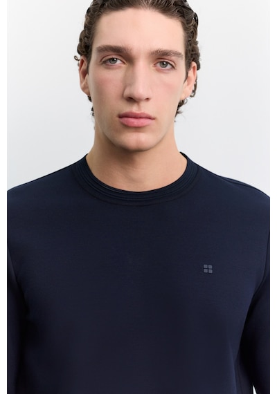 Avva Erkek Lacivert Bisiklet Yaka Kolay Ütülenen Regular Fit Sweatshirt B001035