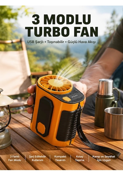 Hepsi Taşınabilir Usb Şarjlı Turbo Fan 3 Modlu Soğutma Hafif & Kompakt Najmaddin