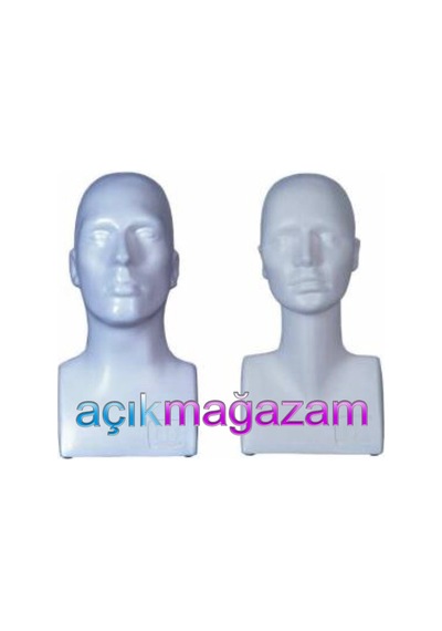Bayan Erkek Makyajsız Büst Kafa Cansız Vitrin Peruk Mankeni