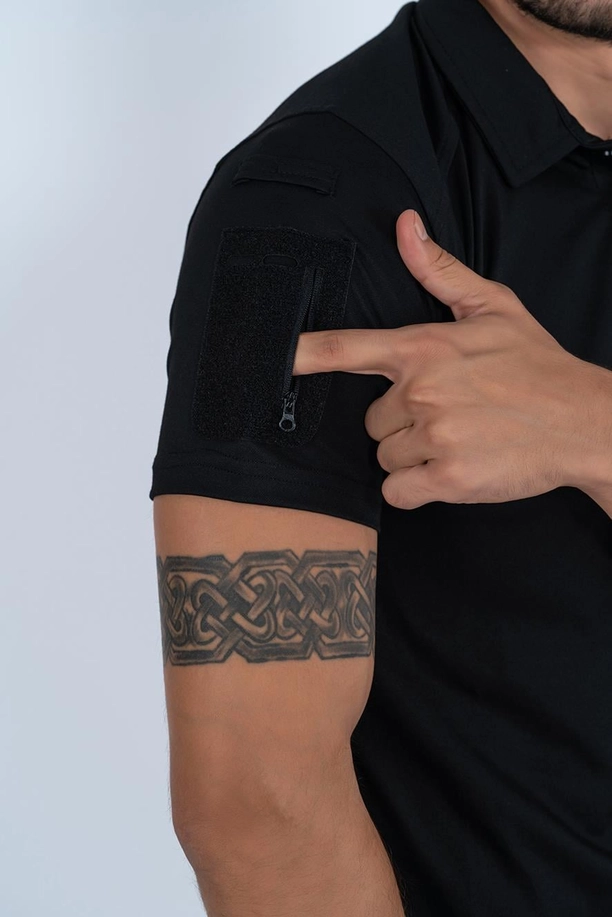 Combat Tactical Outdoor Tişört Günlük Polo Yaka Tişörtü T-shirf - 802 Siyah