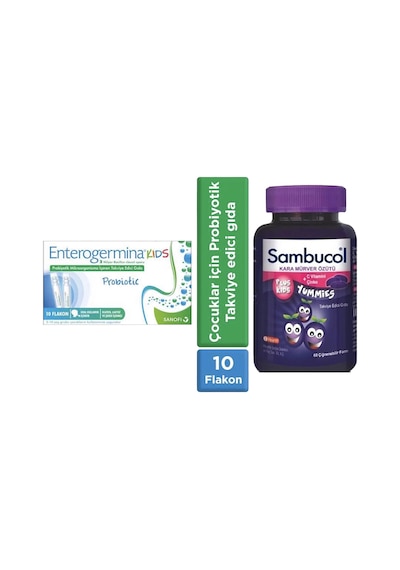 Enterogermina Kids 5 ml x 10 Flakon+Sambucol Plus Kids Yummies 60 Çiğneme Tableti+Möller's Omega-3 Balık Yağı Şurubu Tutti Frutti 250 ml