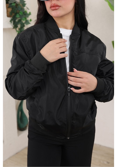 Bomber Kolej Su Geçirmez Ceket Siyah Bndk
