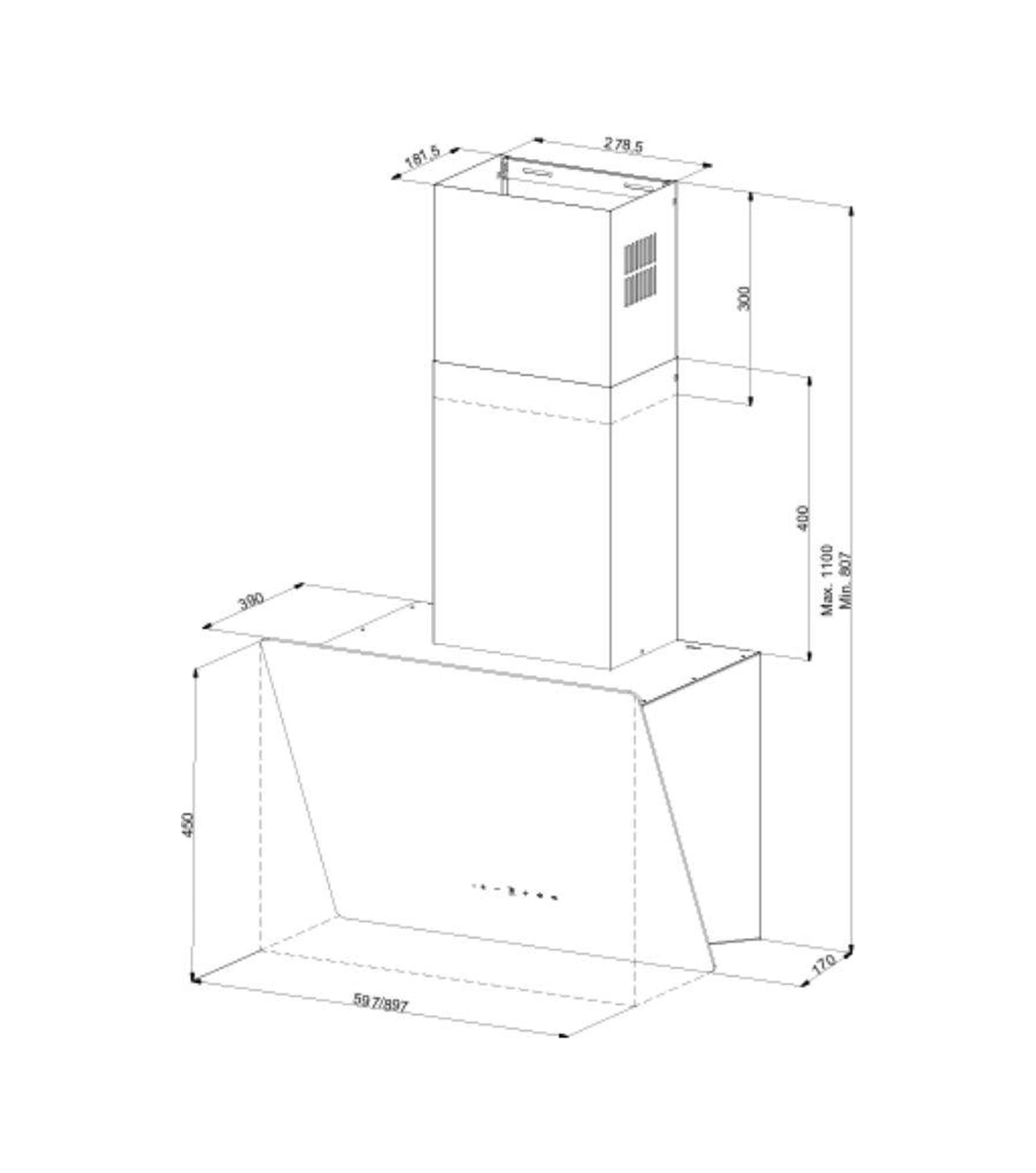 Narte NT-H30090B 90 CM Duvar Tipi Davlumbaz