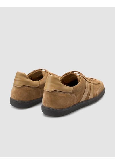 %100 Hakiki Deri Taba Süet Bağcıklı Kadın Sneaker Taba