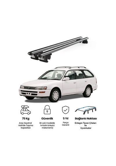 Venüs Toyota Corolla Station Wagon 1993-1997 Uyumlu Gri Ara Atkı Port Bagaj Tavan Barı