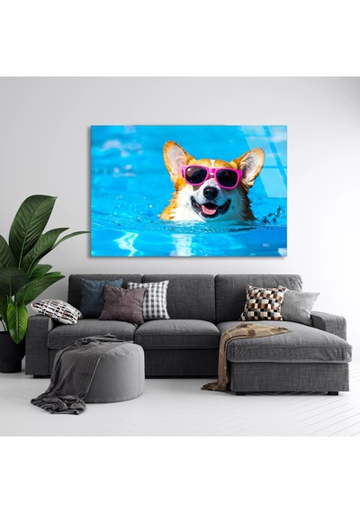 Havalı Köpek - Cam Tablo - Deg1162 125 X 80 Cm
