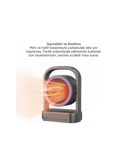 Mini Isıtıcı Fan Taşınabilir Sessiz Hızlı Isıtma 500w Kompakt Isıtıcı